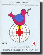 Frankreich Markenheft Rotes Kreuz 1974 mit rotem Sonderstempel