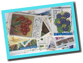 50 verschiedene Briefmarken OBST und GEMÜSE
