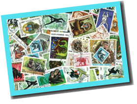 50 verschiedene Briefmarken AFFEN